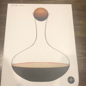 Never used oval oak wine carafe with oak stopper